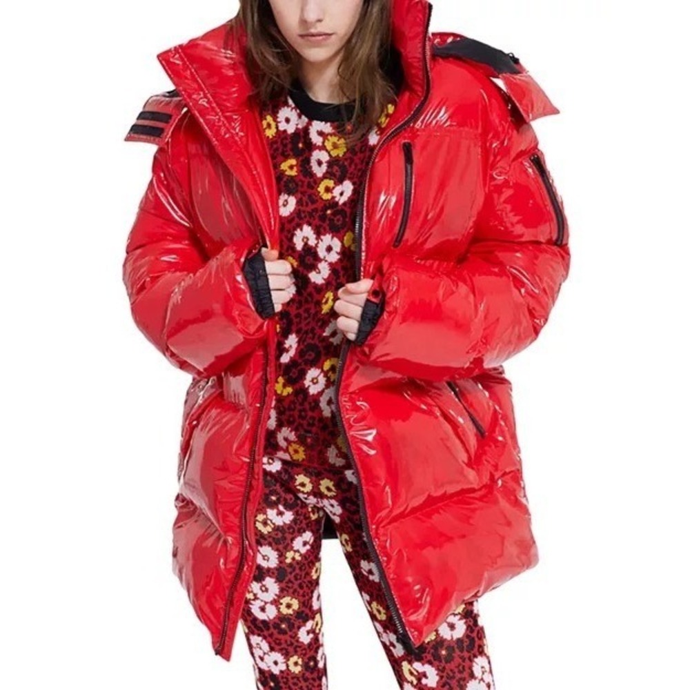 The Kooples NEW Women's Glossy‎ Puffer Coat Red Size FR 2/US Medium MSRP $725